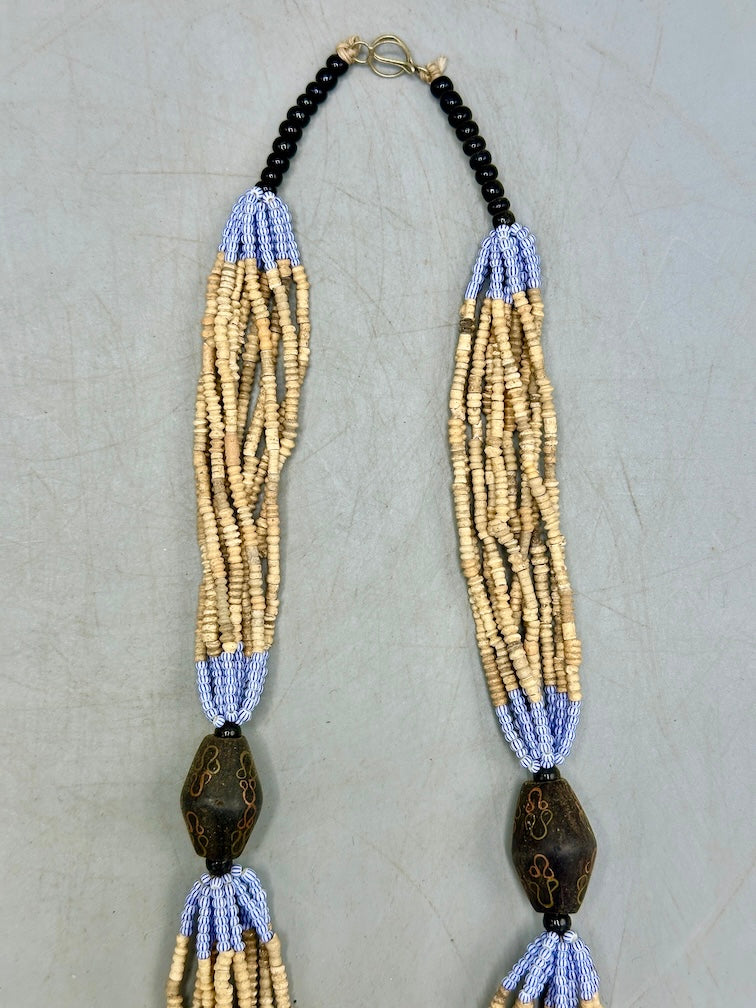 Smallest Excavated Clay Bead, Brass Bead, Inlaid Wooden Bead Necklaces - Mali