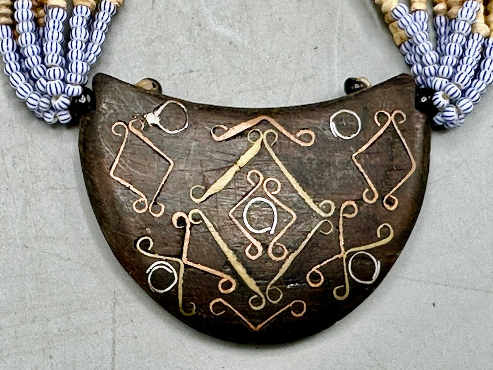 Smallest Excavated Clay Bead, Brass Bead, Inlaid Wooden Bead Necklaces - Mali