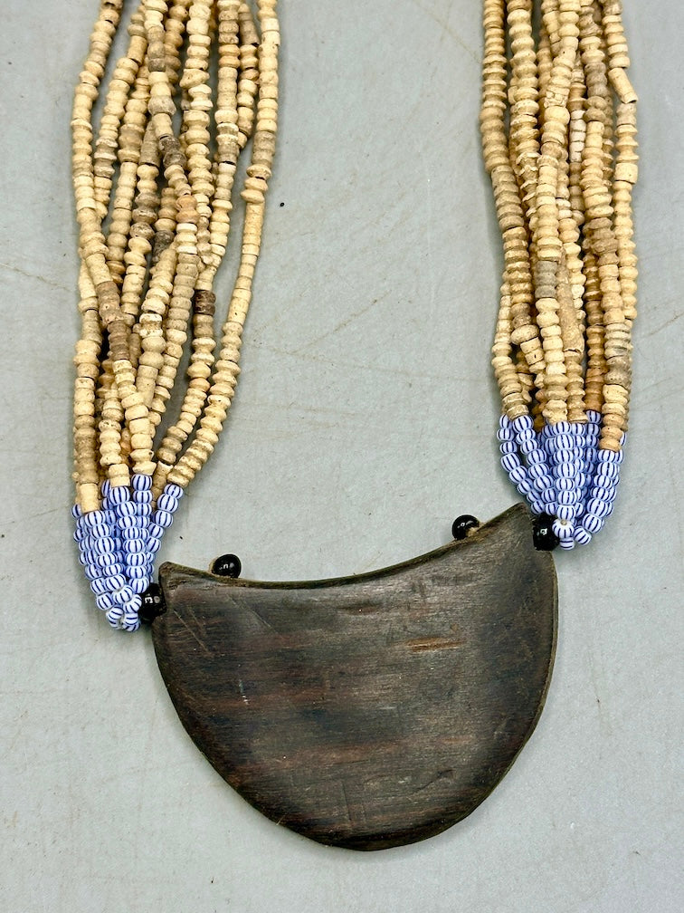 Smallest Excavated Clay Bead, Brass Bead, Inlaid Wooden Bead Necklaces - Mali