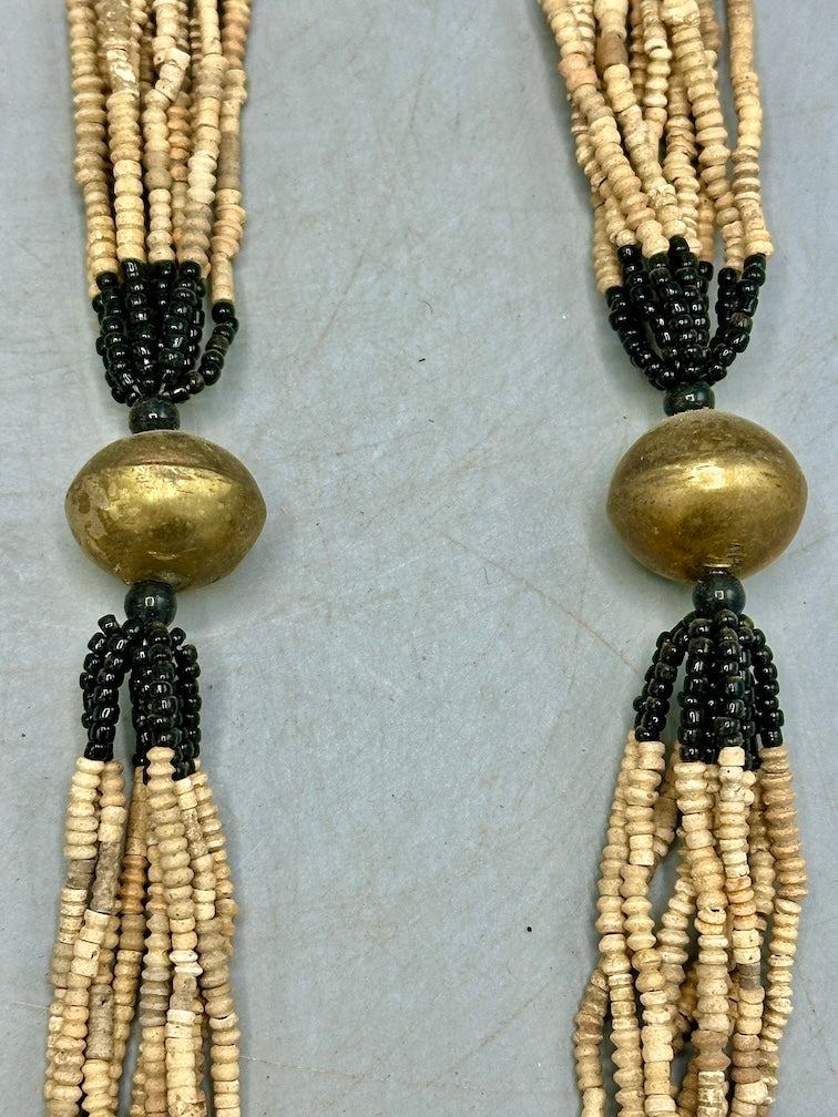 Smallest Excavated Clay Bead, Brass Bead, Inlaid Wooden Bead Necklaces - Mali