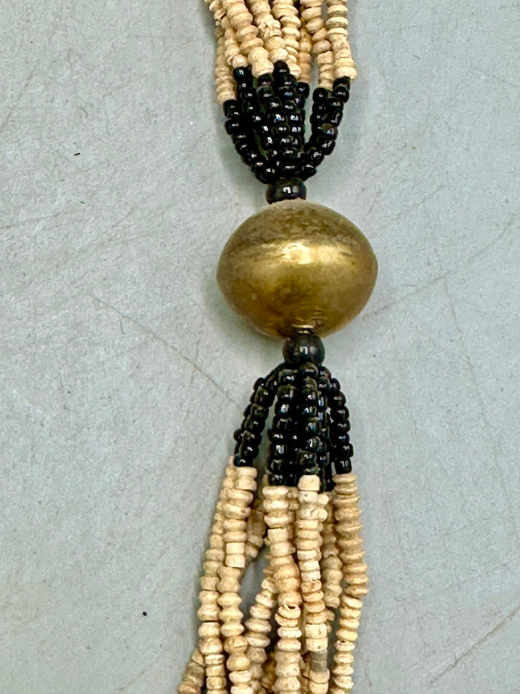 Smallest Excavated Clay Bead, Brass Bead, Inlaid Wooden Bead Necklaces - Mali