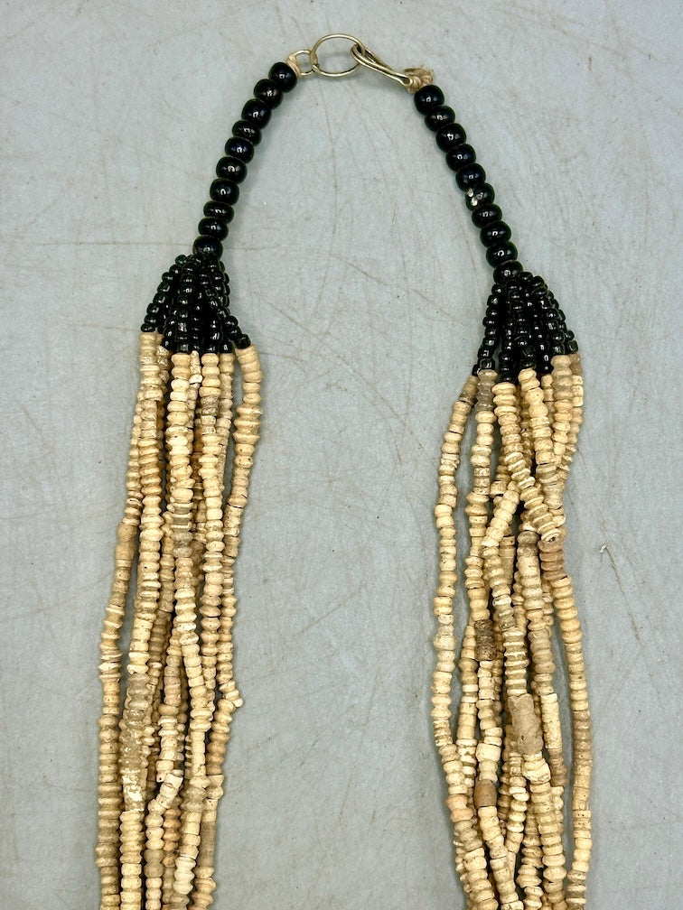 Smallest Excavated Clay Bead, Brass Bead, Inlaid Wooden Bead Necklaces - Mali