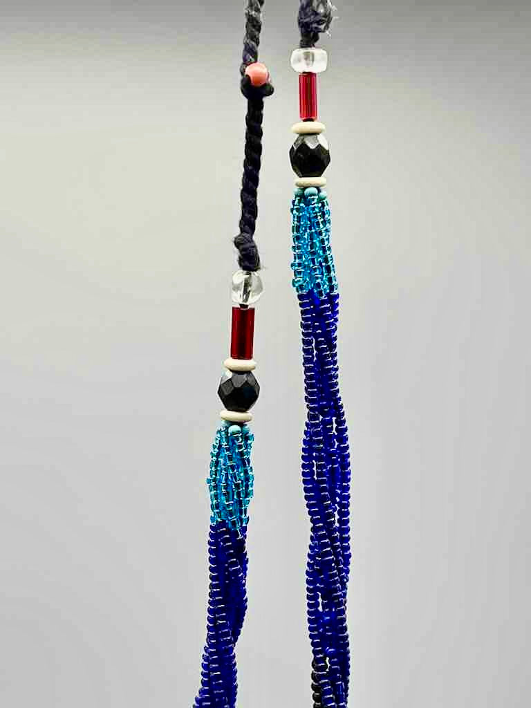 Vintage Khomissar Hand of God Shell Pendant Beaded Necklace - Niger