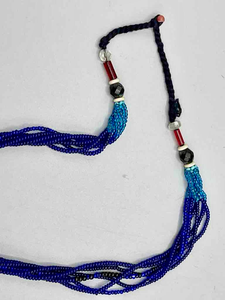 Vintage Khomissar Hand of God Shell Pendant Beaded Necklace - Niger