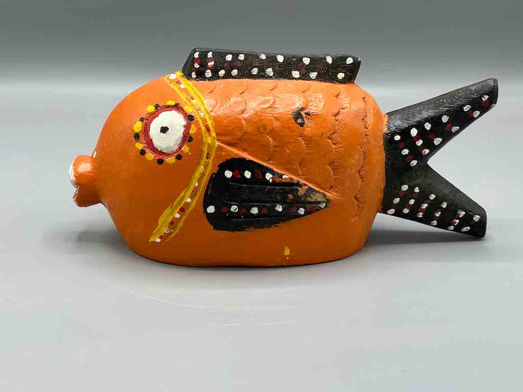 Bozo Orange Fish Puppet Sculpture | 11"