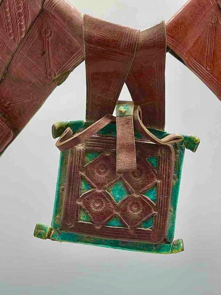 Triple Large Leather Tuareg GriGri Thick Multiple Cord Necklace - Niger