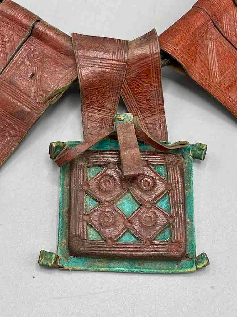 Triple Large Leather Tuareg GriGri Thick Multiple Cord Necklace - Niger