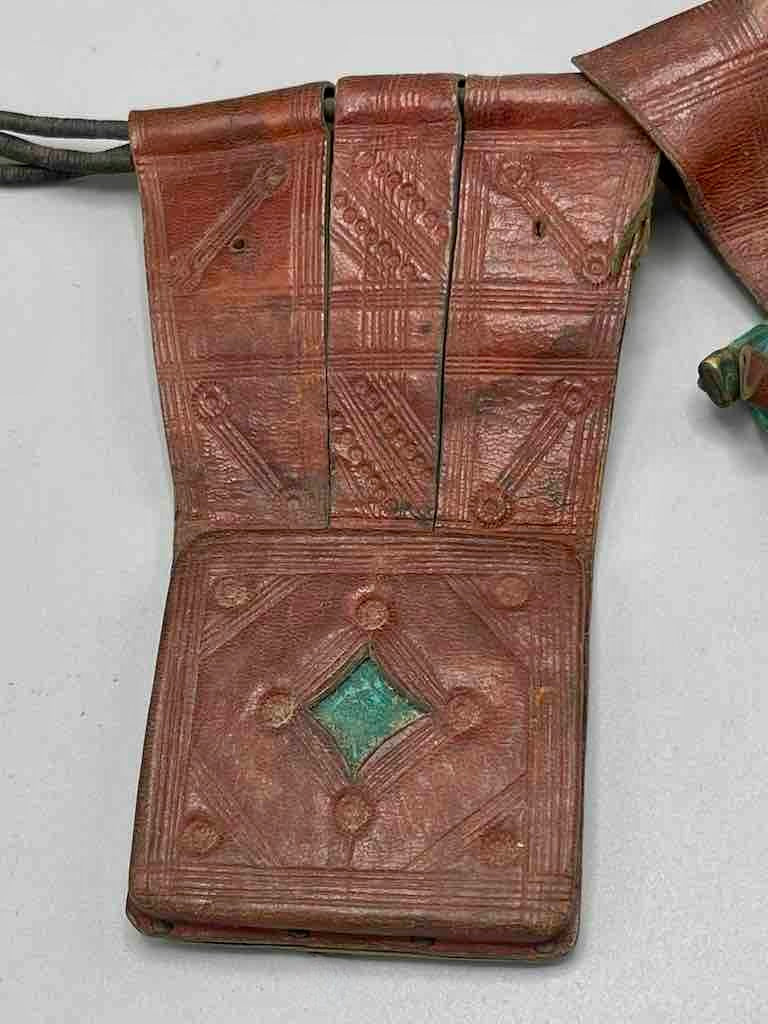 Triple Large Leather Tuareg GriGri Thick Multiple Cord Necklace - Niger