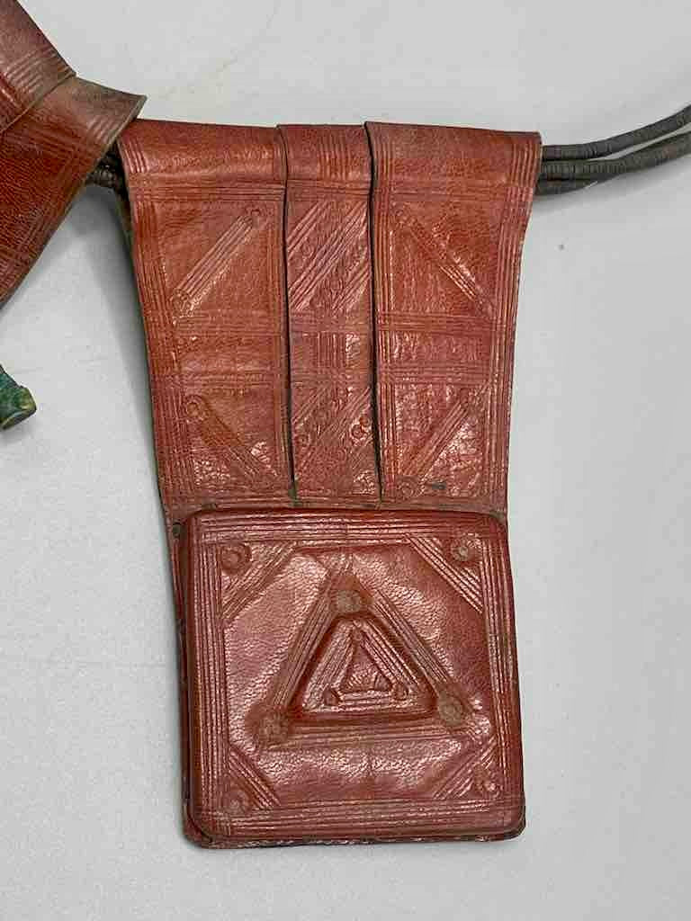 Triple Large Leather Tuareg GriGri Thick Multiple Cord Necklace - Niger