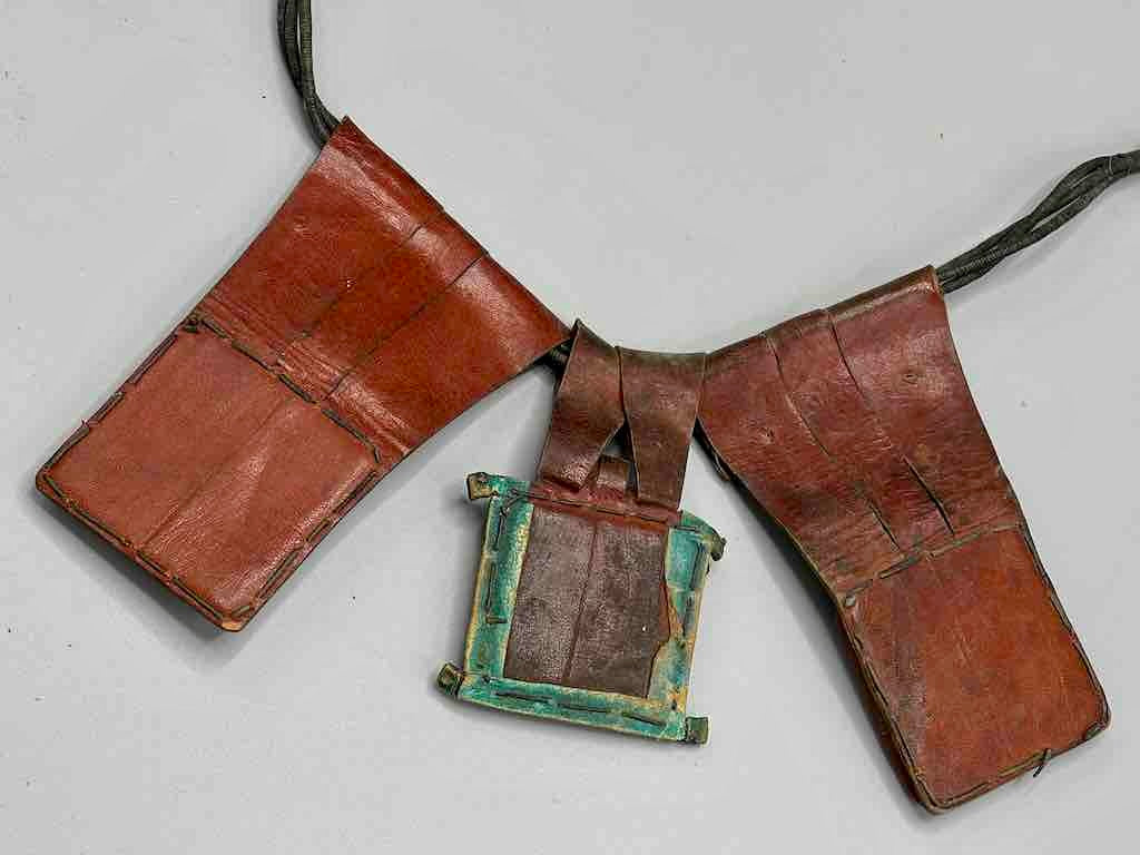 Triple Large Leather Tuareg GriGri Thick Multiple Cord Necklace - Niger