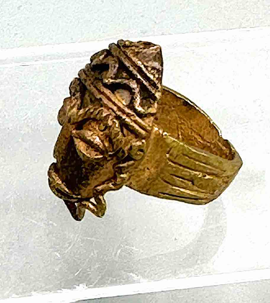 Brass Mask Ring Gold Weight - Ghana