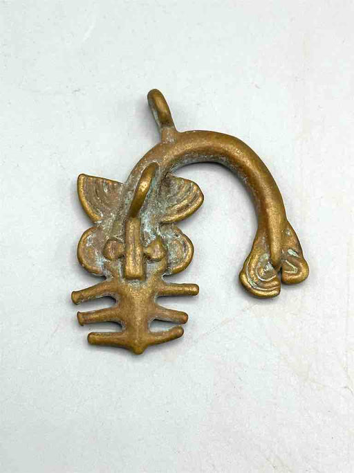 Vintage African Brass Sawfish Pendant -right oriented tail - Burkina Faso