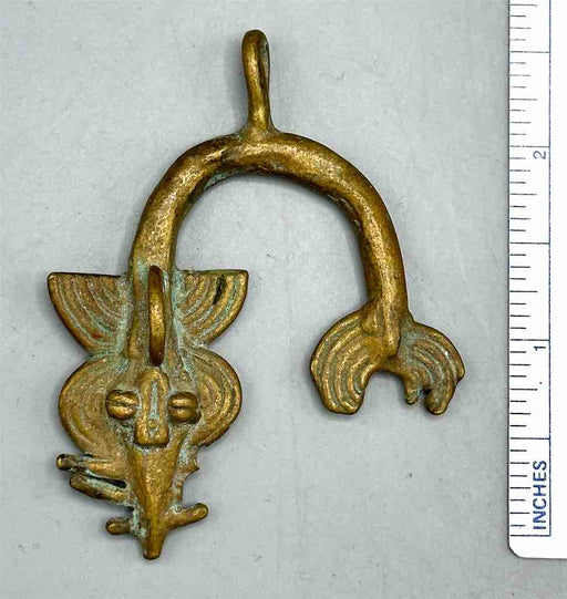 Vintage African Brass Sawfish Pendant -right oriented tail - Burkina Faso