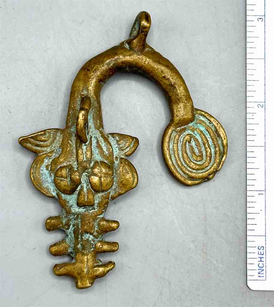 Vintage African Brass Sawfish Pendant -right oriented tail - Burkina Faso