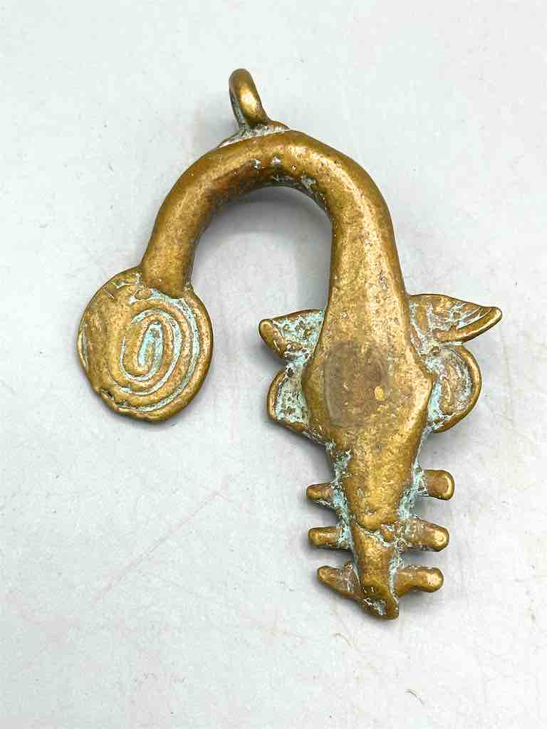 Vintage African Brass Sawfish Pendant -right oriented tail - Burkina Faso