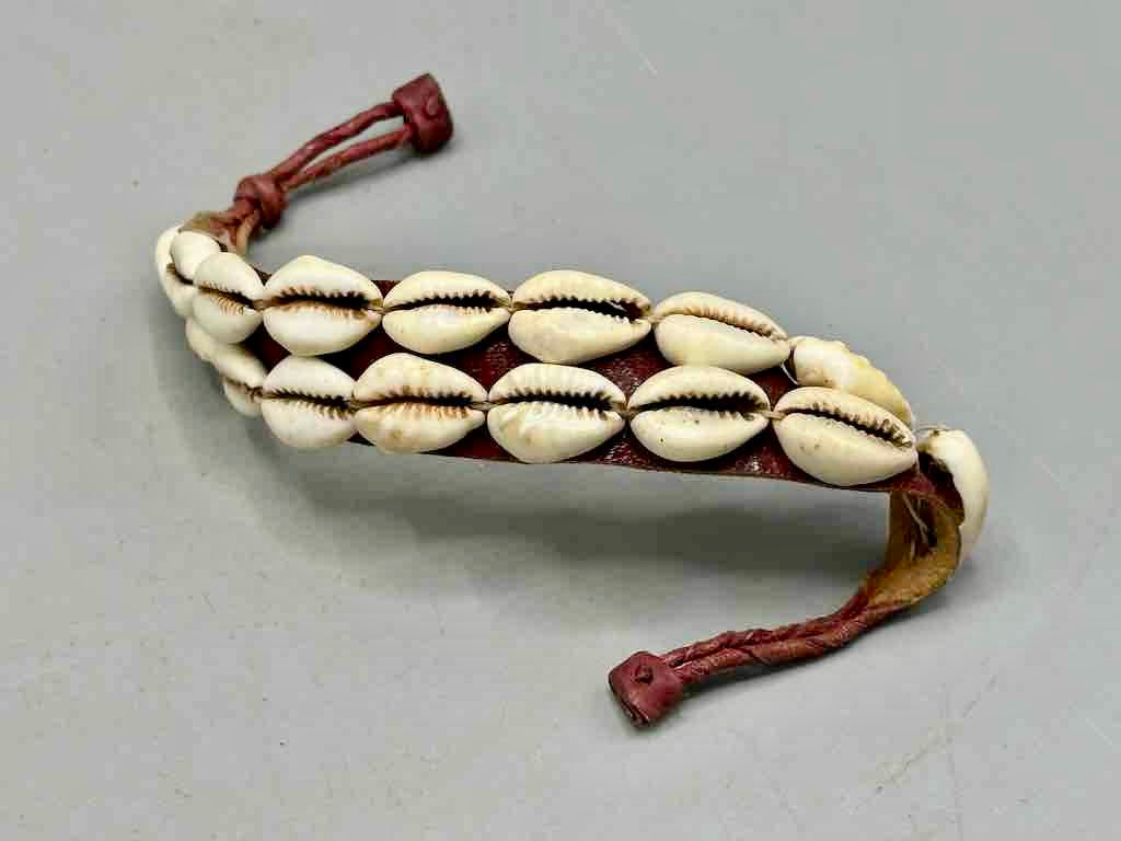 Finest Quality Double Line Cowrie Shell Solid Color Leather Clasp Bracelet - 2 Colors