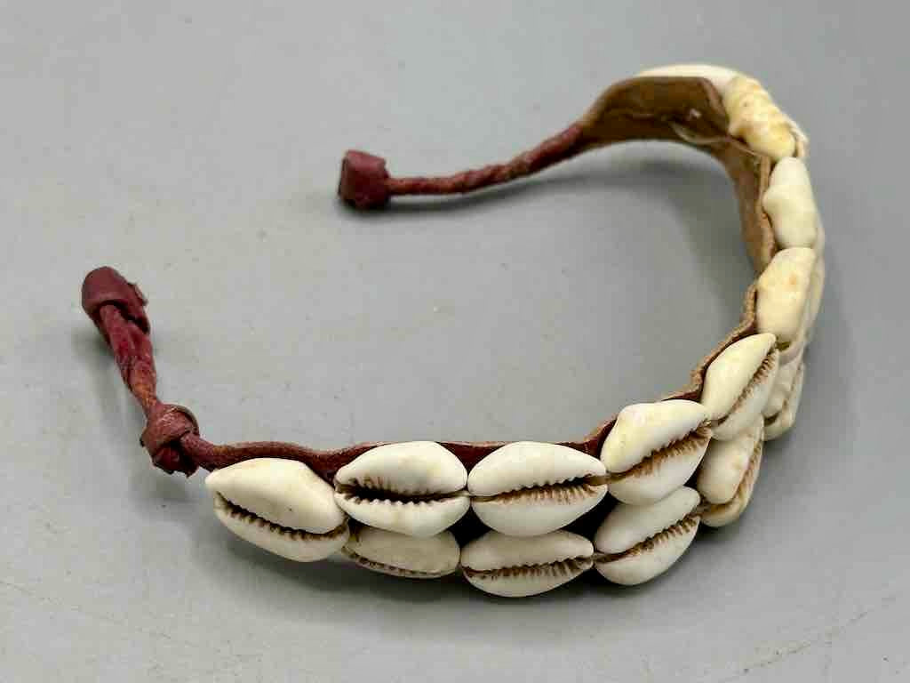 Finest Quality Double Line Cowrie Shell Solid Color Leather Clasp Bracelet - 2 Colors