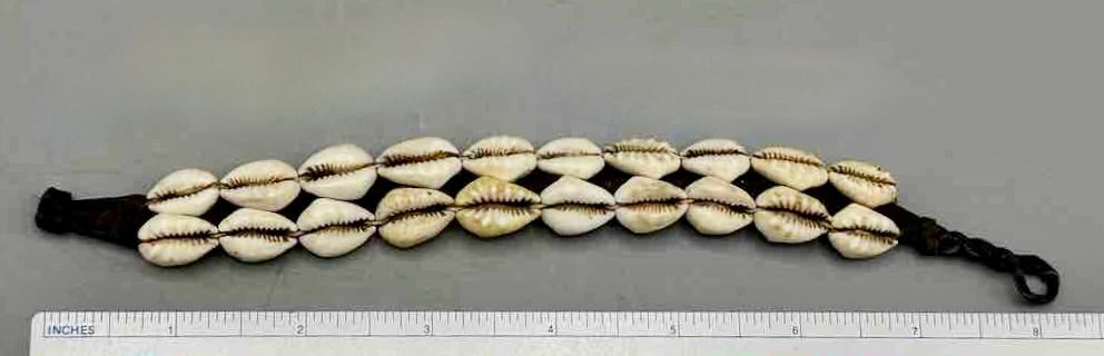 Finest Quality Double Line Cowrie Shell Solid Color Leather Clasp Bracelet - 2 Colors