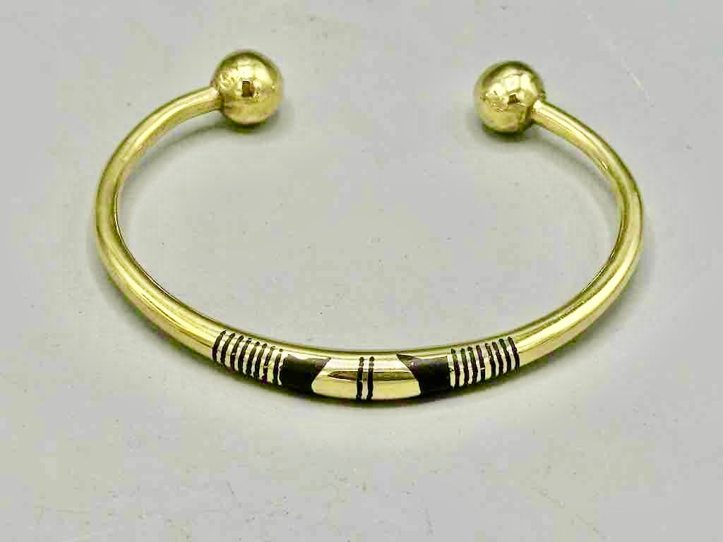 Large Tuareg Inlaid Brass Bracelet, Extraordinary Quality