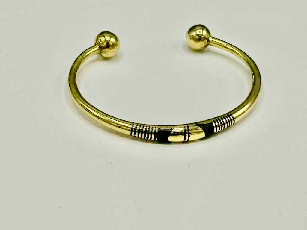 Large Tuareg Inlaid Brass Bracelet, Extraordinary Quality