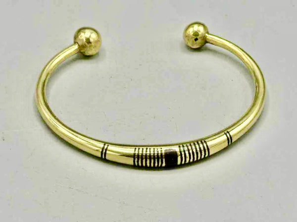 Large Tuareg Inlaid Brass Bracelet, Extraordinary Quality