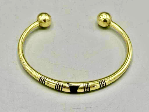 Large Tuareg Inlaid Brass Bracelet, Extraordinary Quality