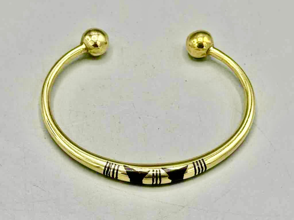 Large Tuareg Inlaid Brass Bracelet, Extraordinary Quality