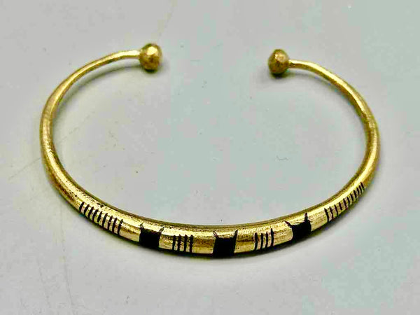 Tuareg Triple Star Multiple Stripe Inlay Brass Bracelet