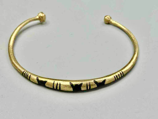 Tuareg Triple Star Several Stripe Inlay Brass Bracelet