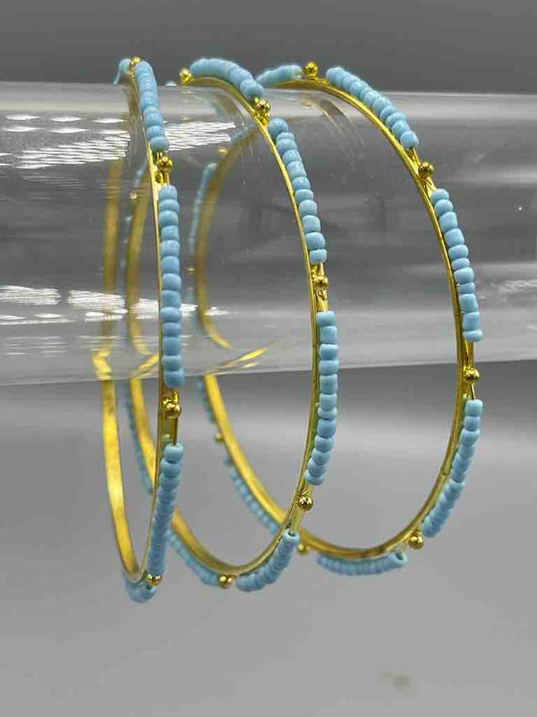 Colorful Single Strand Thin Beaded Metal Bangle Bracelet - Nigeria