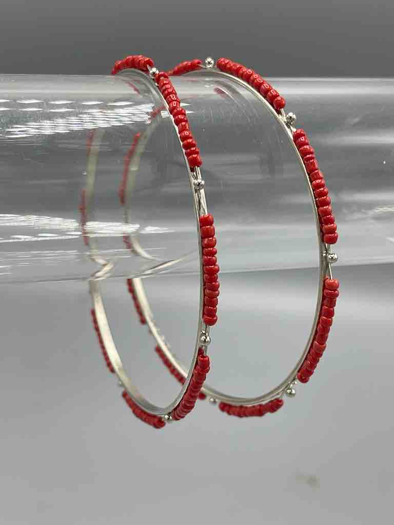 Colorful Single Strand Thin Beaded Metal Bangle Bracelet - Nigeria