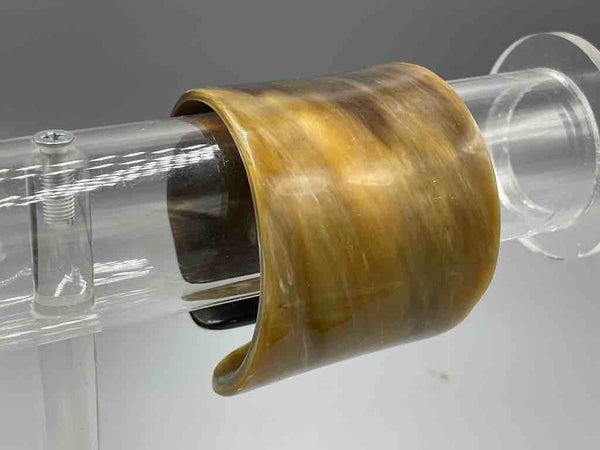 Dark Caramel Wide Ankole Cattle Horn Bracelet - Uganda