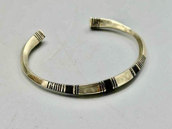 Tuareg Triple Bar Multiple Stripe Inlay Squared Coin Silver Bracelet