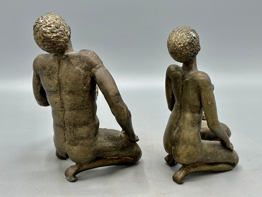 Brass Mossi kneeling Couple Figures - Burkina Faso - Niger Bend
