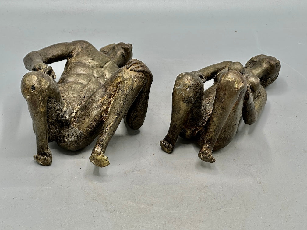 Brass Mossi kneeling Couple Figures - Burkina Faso - Niger Bend