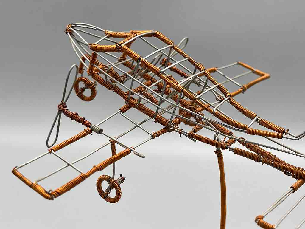 African Recycled Copper Wire Toy Airplane in Flight - Niger