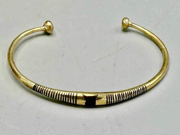 Tuareg Single Star Multiple Inlay Brass Bracelet