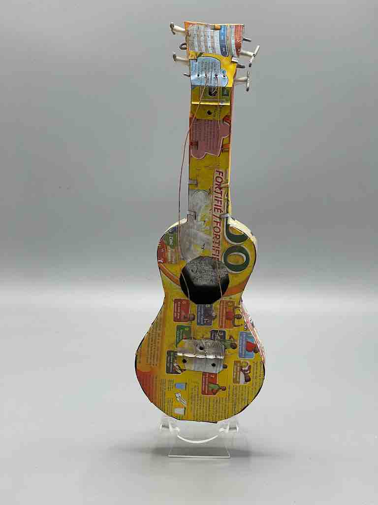 One of a Kind African Recycled Metal Can Toy Guitar - Burkina Faso