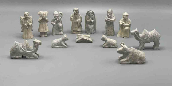 13-Piece Small  Hand-Carved Soapstone Nativity - Viet Nam