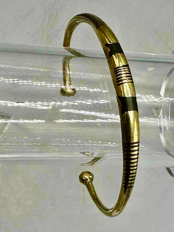 Tuareg Double Star Multiple Stripe Inlay Brass Bracelet