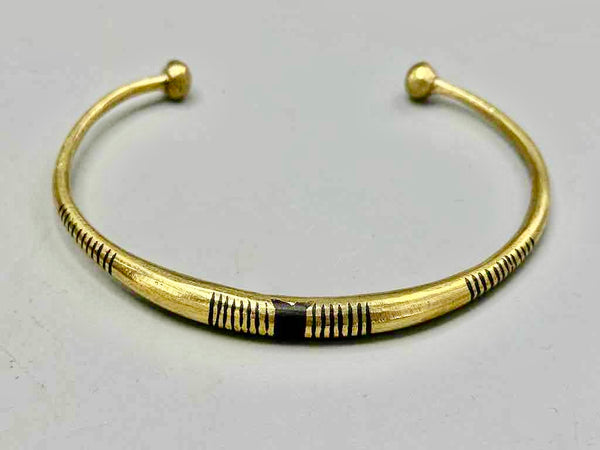 Tuareg Single Star Multiple Stripe Inlay Brass Bracelet