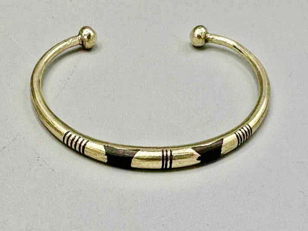 Tuareg Double Star Multiple Stripe Inlay Brass Bracelet