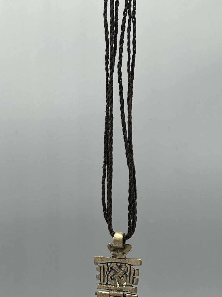 Coptic Christian Metal Cross on Long Cord Necklace - Ethiopia