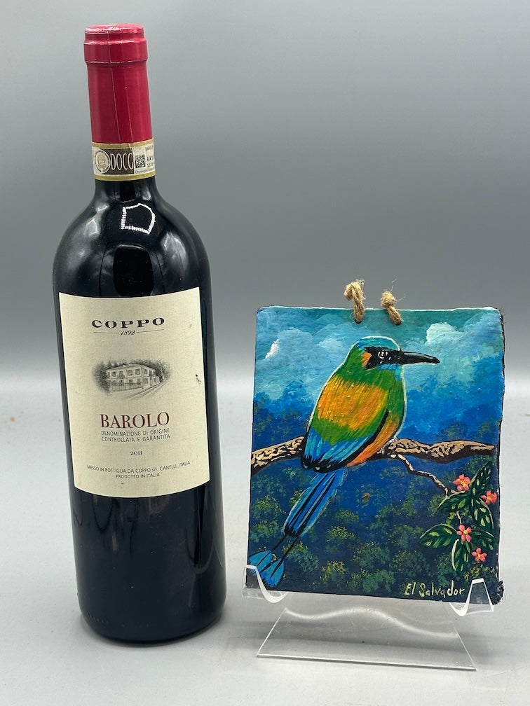 Original Small Torogoz Bird Painting on Canvas-covered Wood from El Salvador