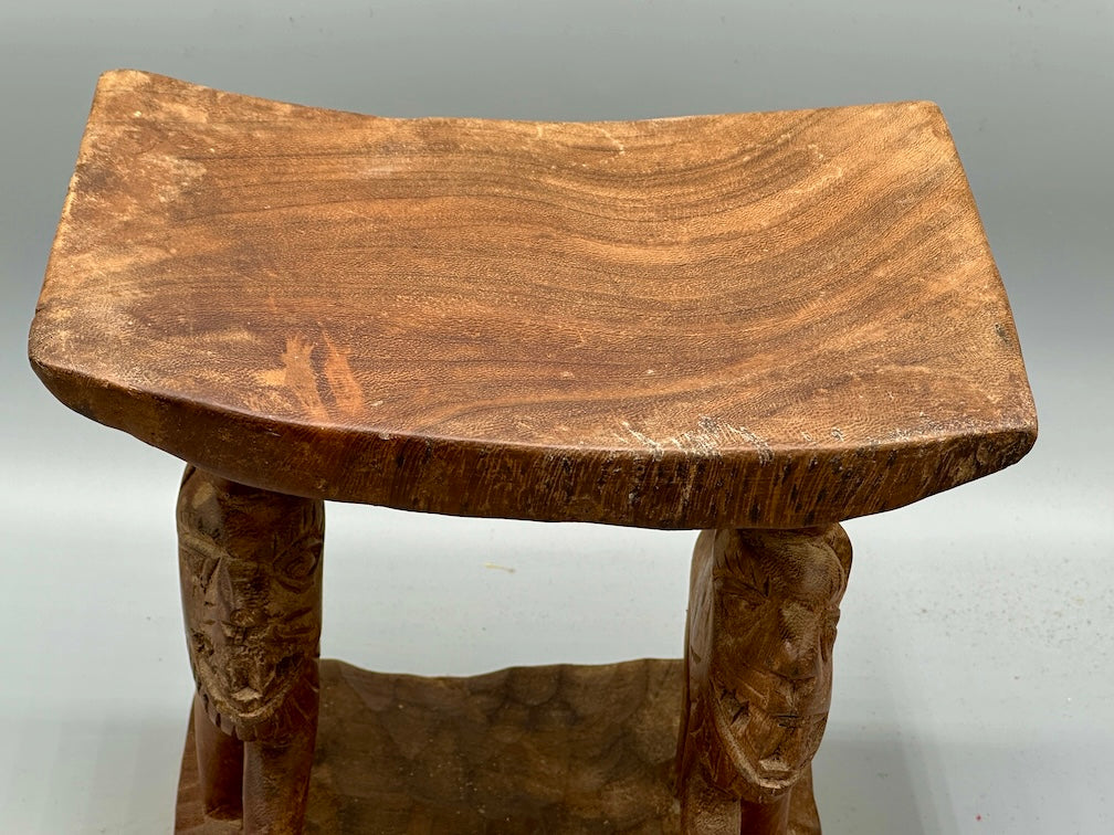 Fon Double Lion Motif Foot Stool - Benin