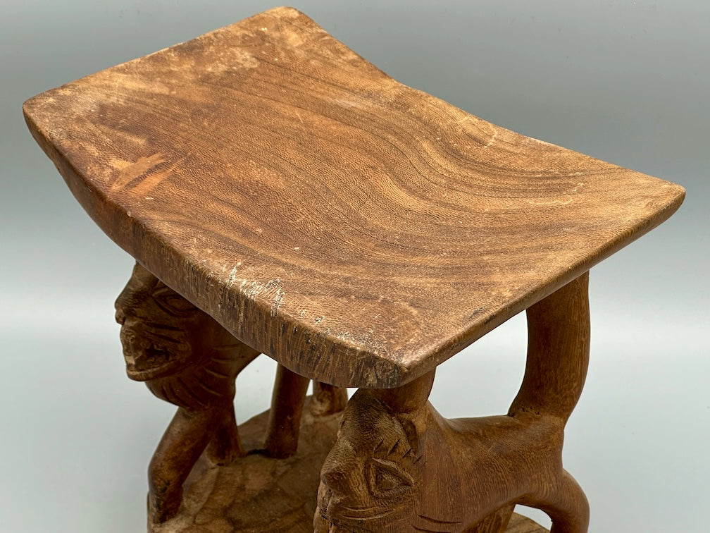 Fon Double Lion Motif Foot Stool - Benin