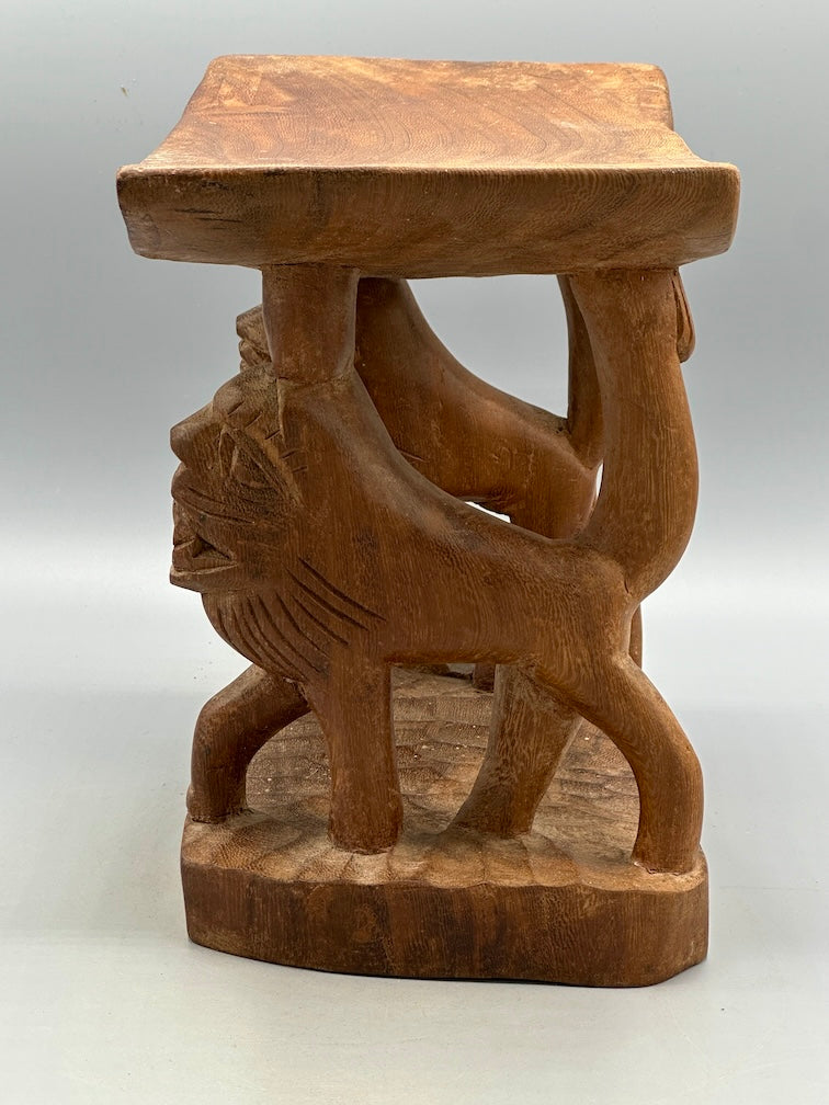 Fon Double Lion Motif Foot Stool - Benin