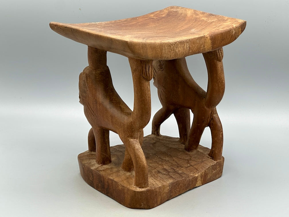 Fon Double Lion Motif Foot Stool - Benin