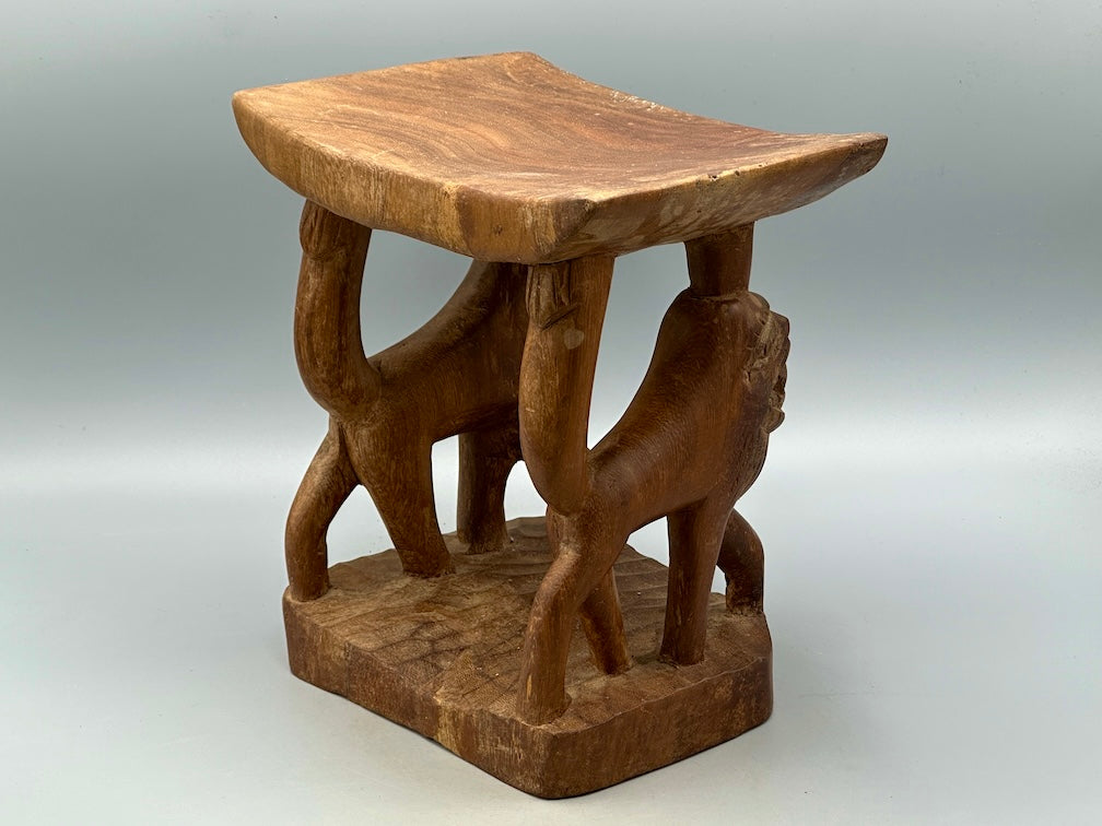 Fon Double Lion Motif Foot Stool - Benin