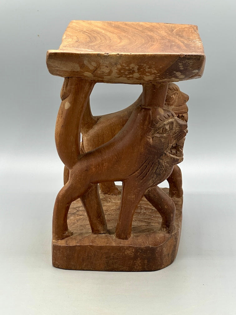 Fon Double Lion Motif Foot Stool - Benin